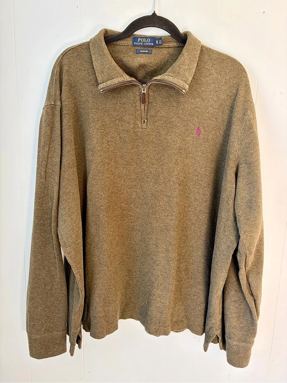 Polo Ralph Lauren Estate-Rib Quarter-Zip Pullover Green Size XL
